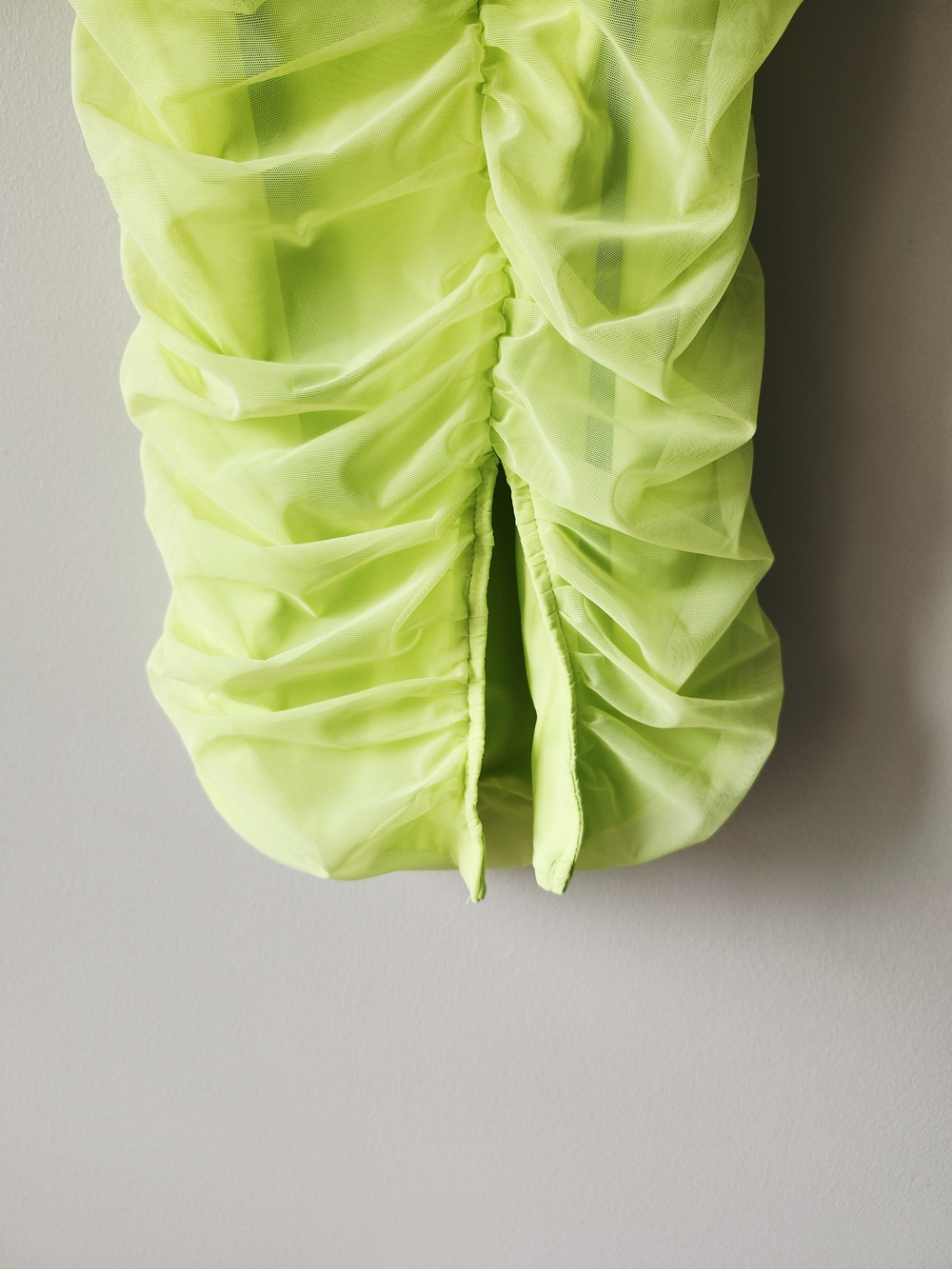 Oh Polly Neon Lime Strapless Ruched Mini Dress - Picture 8 of 11